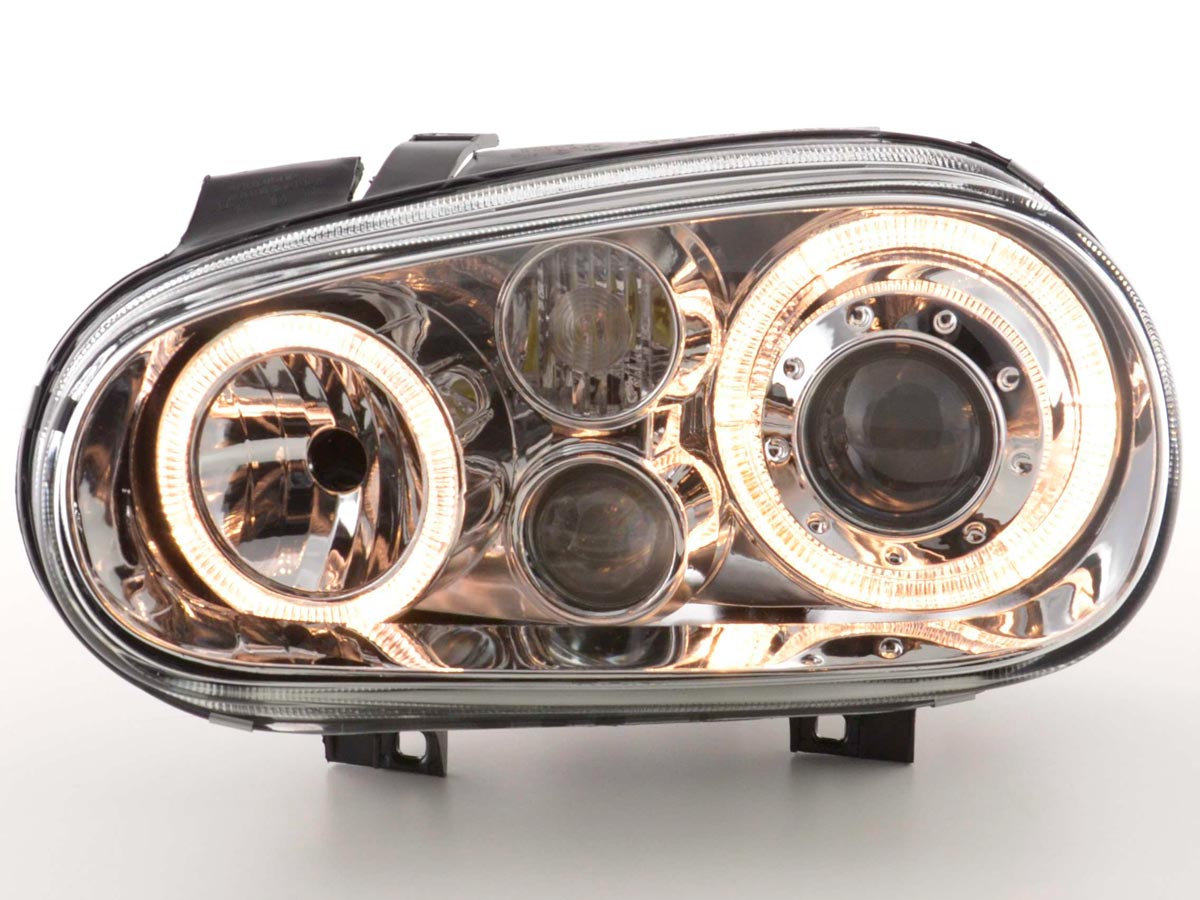 Scheinwerfer Set Angel Eyes VW Golf 4 Typ 1J 98-03 chrom Scheinwerfer Set Angel Eyes VW Golf 4 Typ 1J 98-03 chrom